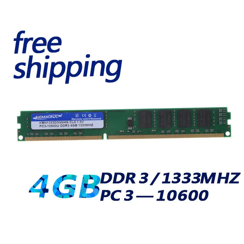 KEMBONA Brand Memory DDR3 Ram 1333Mhz 4G 4GB for Desktop Long-dimm Memoria Compatible with DDR 3 1066Mhz Free Shipping