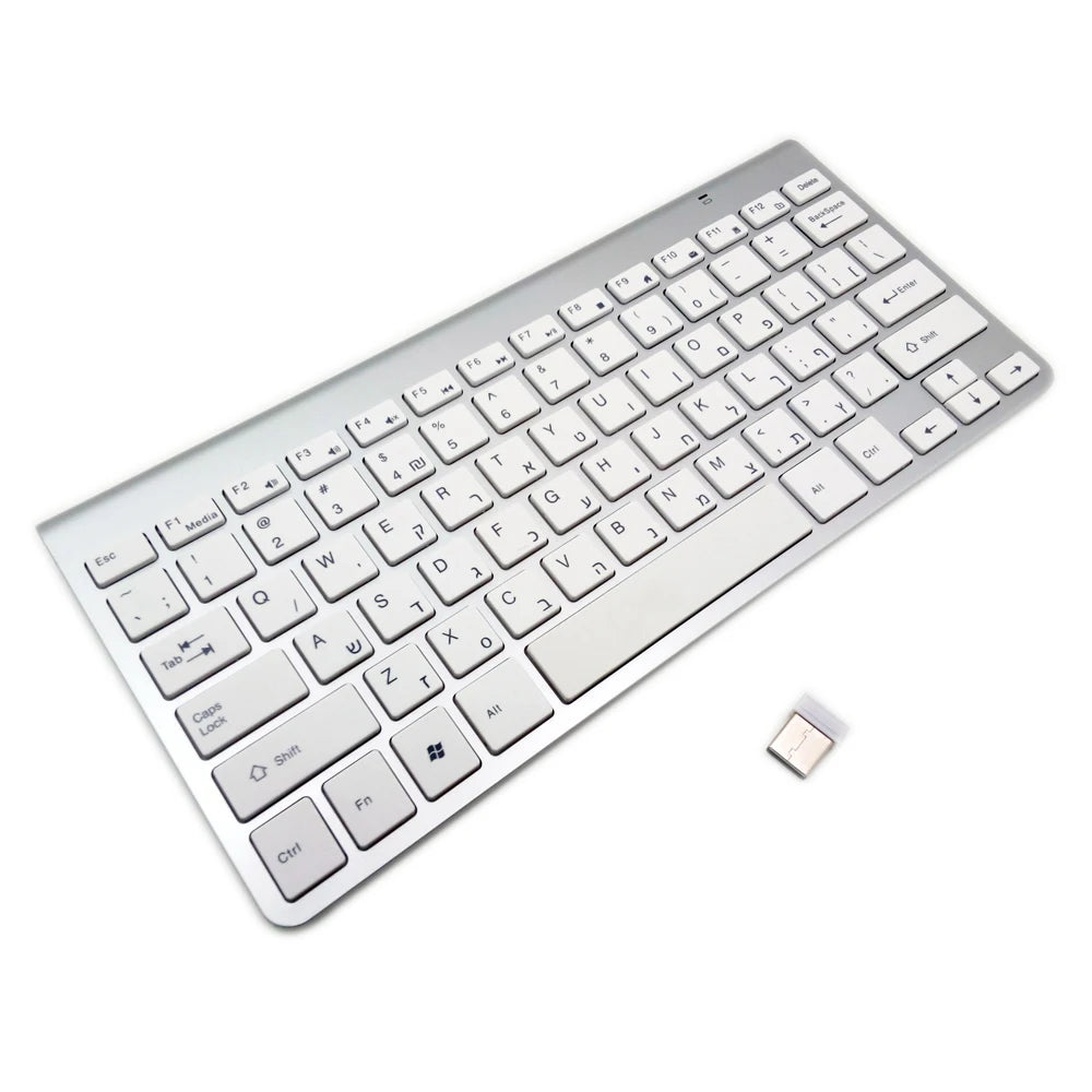 Russian Spanish French Arabic Hebrew Keyboard 2.4G Wireless Ultra-Thin Mute Keyboard for Mac Win XP 7 10 Android TV BOX