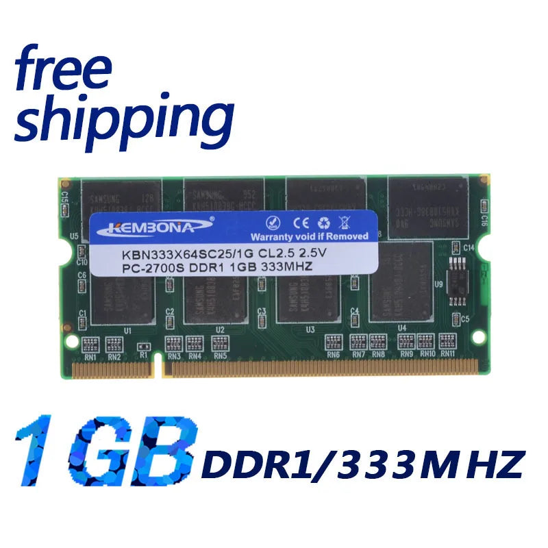 KEMBONA Full tested ram memory module ddr 1 ram 1gb 333MHz  for Laptop 200PINS so-dimm free shipping