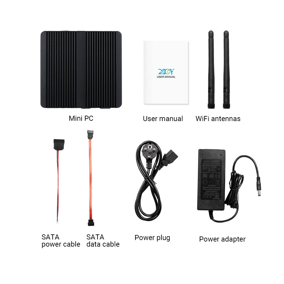 Fanless Mini PC Intel Celeron J4125 2x Gigabit LAN 2x RS232 HDMI VGA Mini PCIE WiFi/4G 4x USB Support Windows Linux