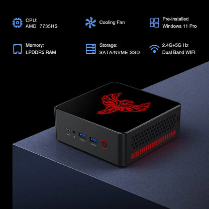 SZBOX  Ryzen 7 7735HS MINI PC Windows 11 DDR5 4800Mhz NVME SSD PCle 4.0 WIFI BT5.0 4K 60Hz Desktop Gaming Computer