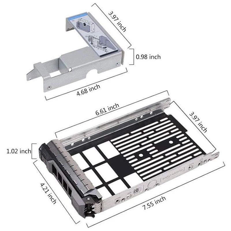 3.5 Inch Hard Drive Caddy Tray for Dell PowerEdge Servers - with 2.5 Inch HDD Adapter NVMe SSD SAS SATA Bracket